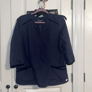 Butter Soft brand scrub top, 3/4 sleeves, navy blue